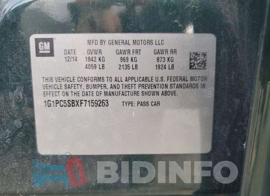 1G1PC5SBXF7159263 Photo# 12