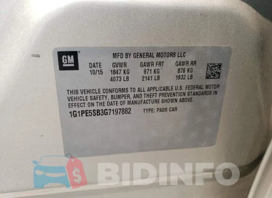 1G1PE5SB3G7197882 Photo# 12