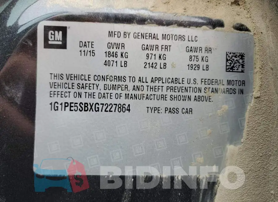 1G1PE5SBXG7227864 Photo# 12