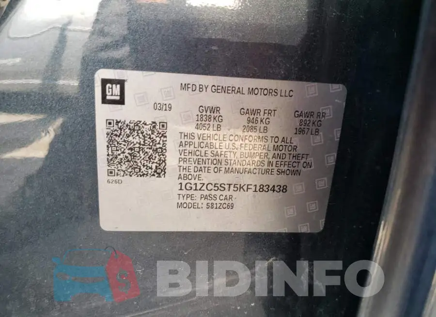1G1ZC5ST5KF183438 Photo# 12