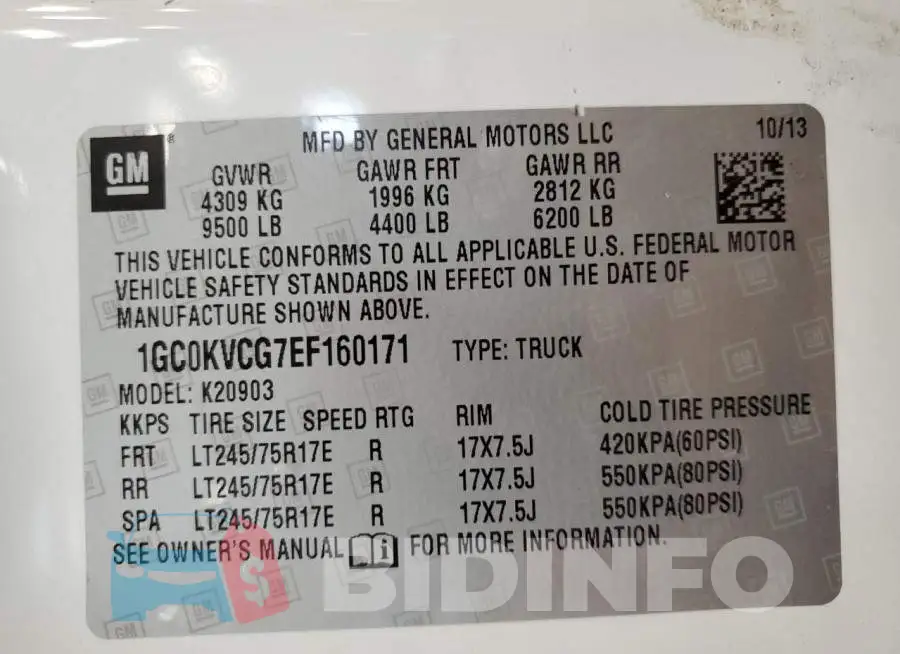 1GC0KVCG7EF160171 Photo# 12