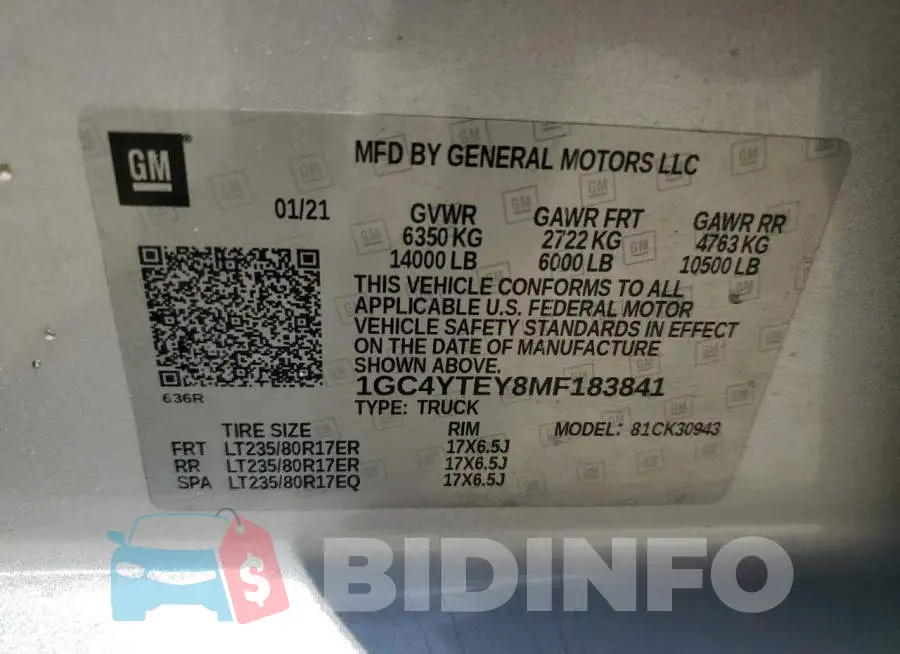 1GC4YTEY8MF183841 Photo# 12