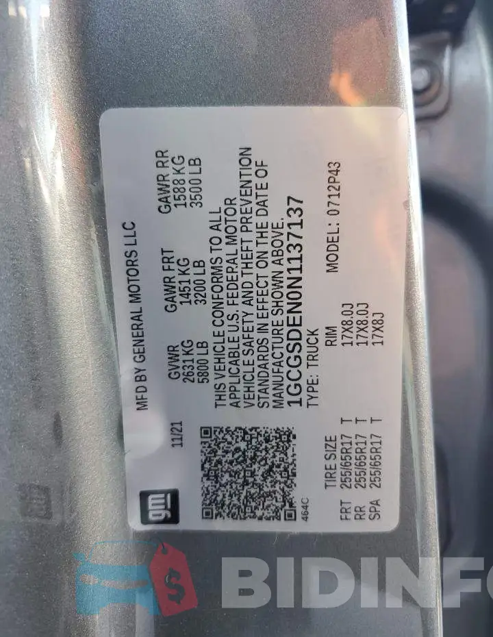 1GCGSDEN0N1137137 Photo# 12
