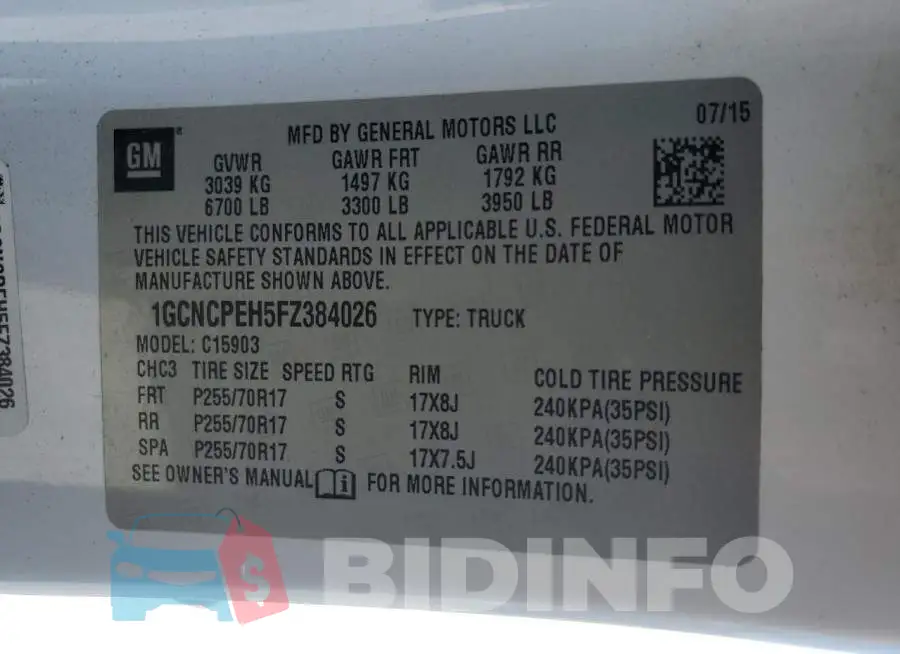 1GCNCPEH5FZ384026 Photo# 12