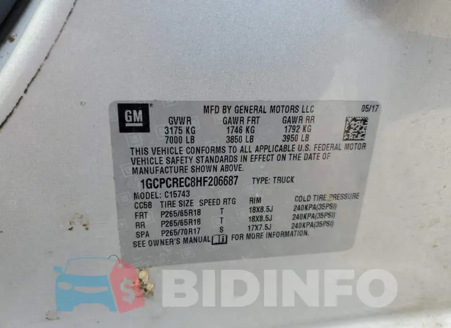1GCPCREC8HF206687 Photo# 12