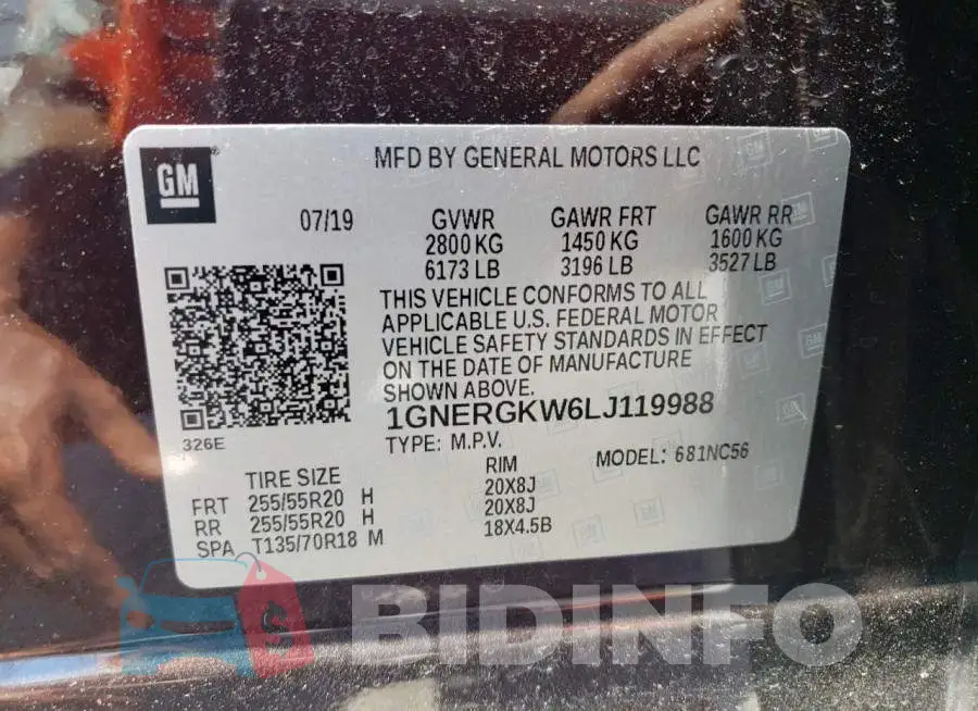 1GNERGKW6LJ119988 Photo# 13