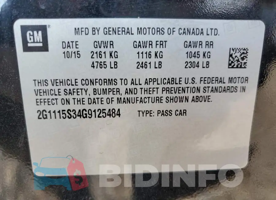 2G1115S34G9125484 Photo# 12