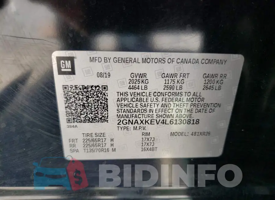 2GNAXKEV4L6130818 Photo# 12
