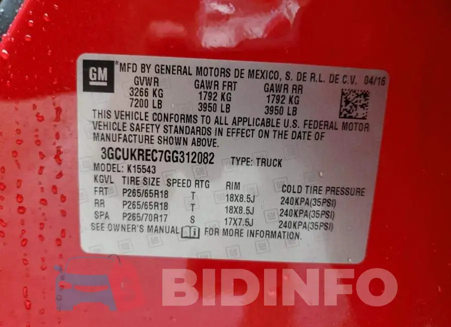 3GCUKREC7GG312082 Photo# 12