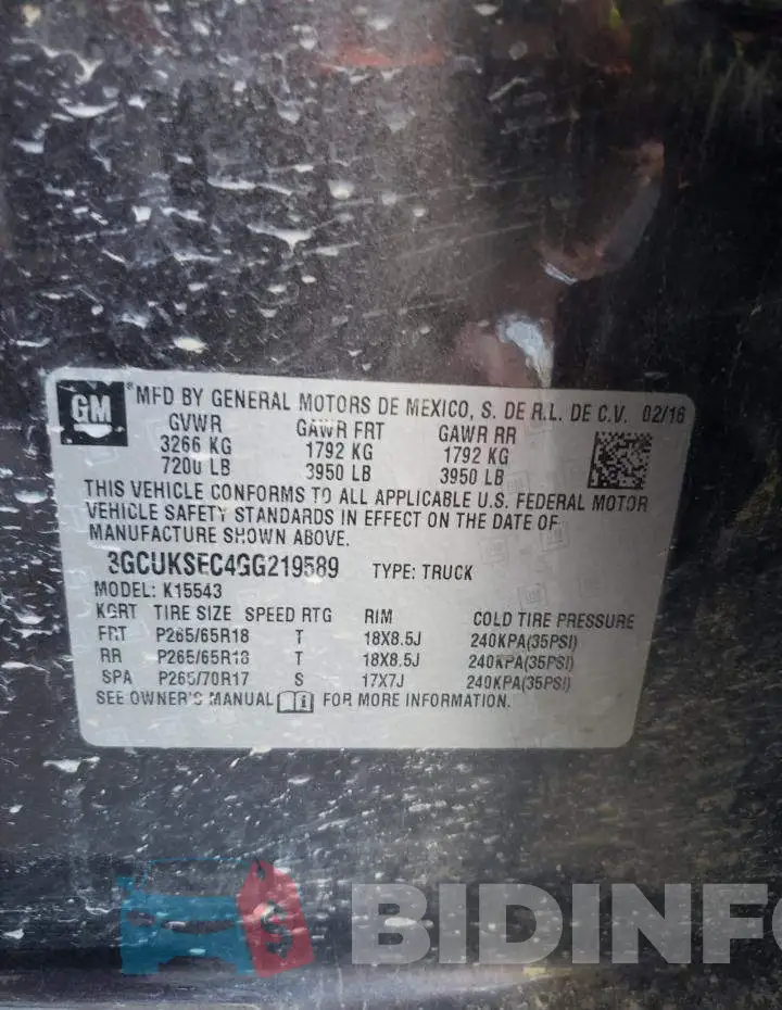 3GCUKSEC4GG219589 Photo# 12