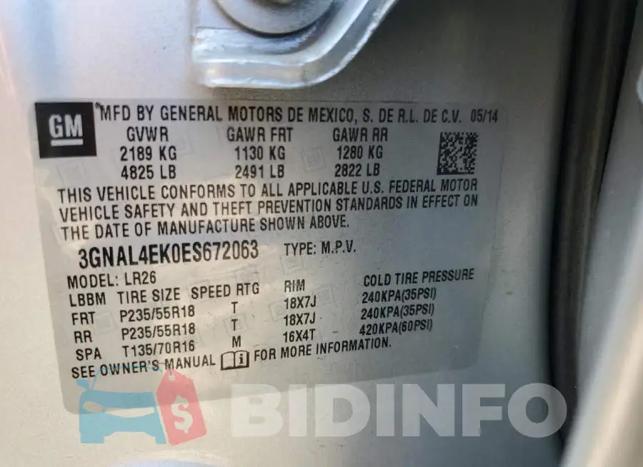 3GNAL4EK0ES672063 Photo# 14