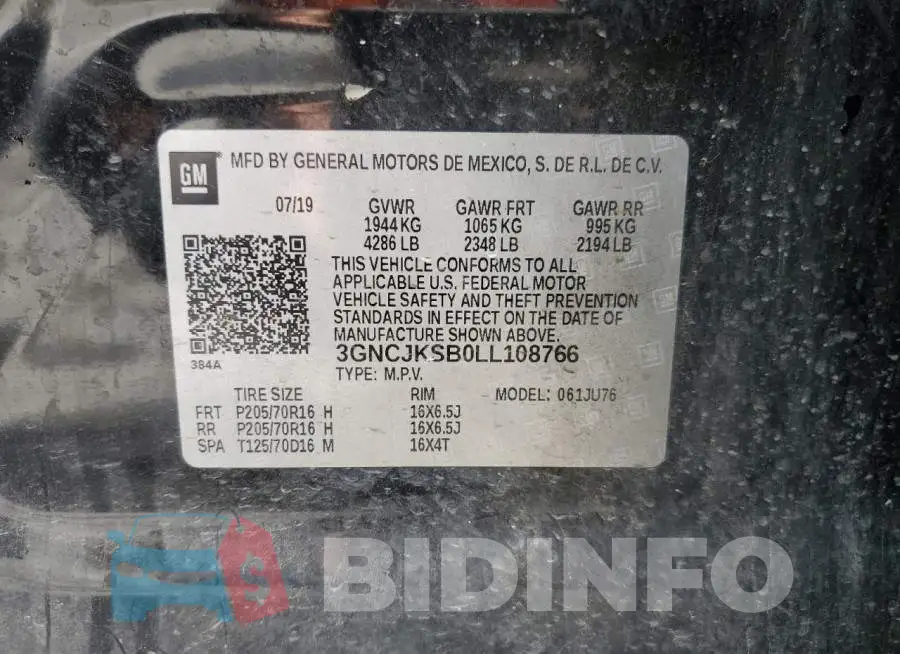 3GNCJKSB0LL108766 Photo# 13