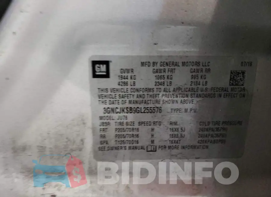3GNCJKSB9GL255576 Photo# 13