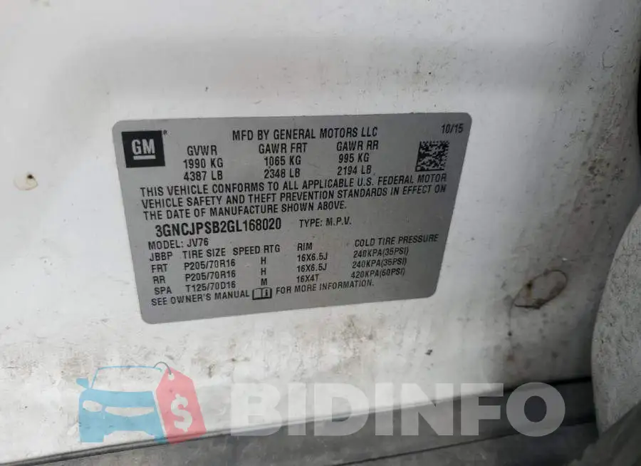 3GNCJPSB2GL168020 Photo# 12