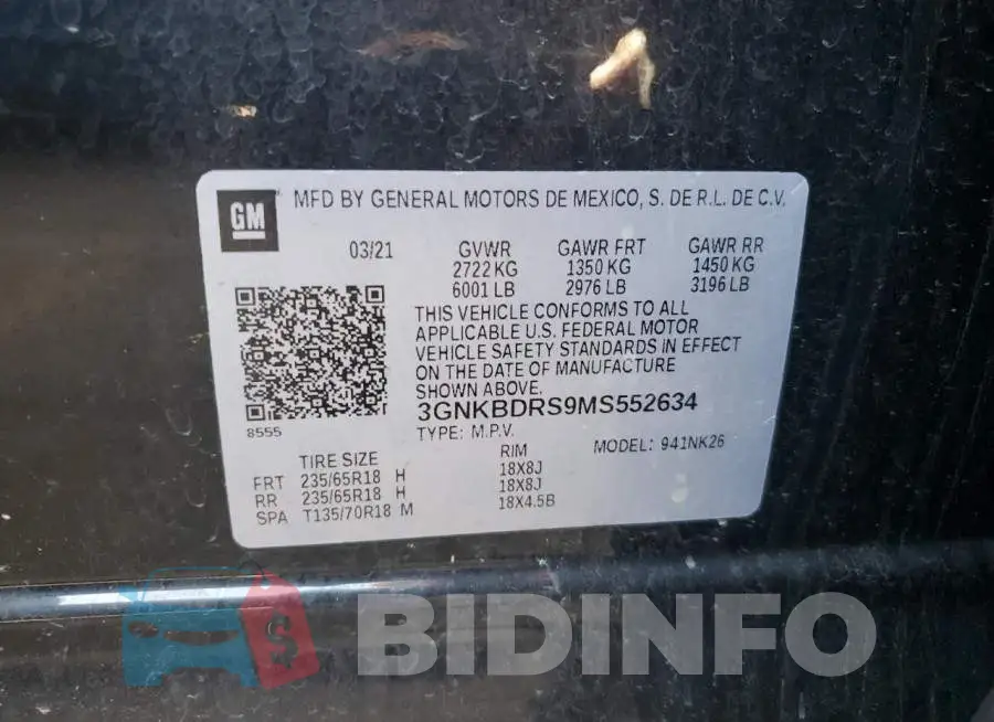 3GNKBDRS9MS552634 Photo# 13