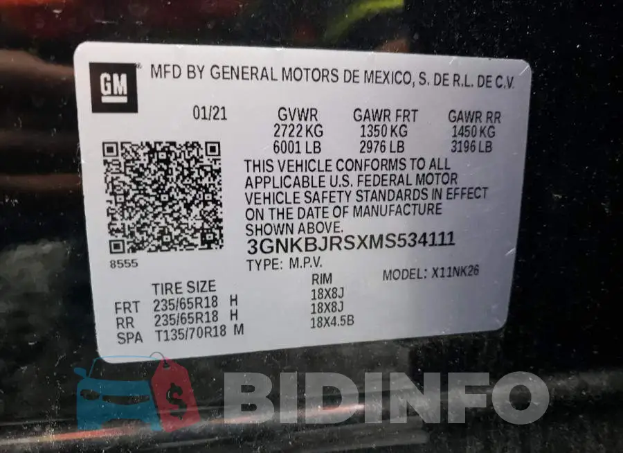 3GNKBJRSXMS534111 Photo# 12