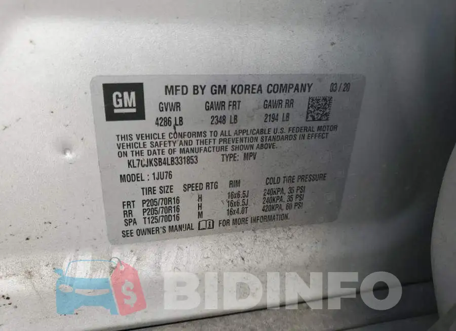 KL7CJKSB4LB331853 Photo# 13