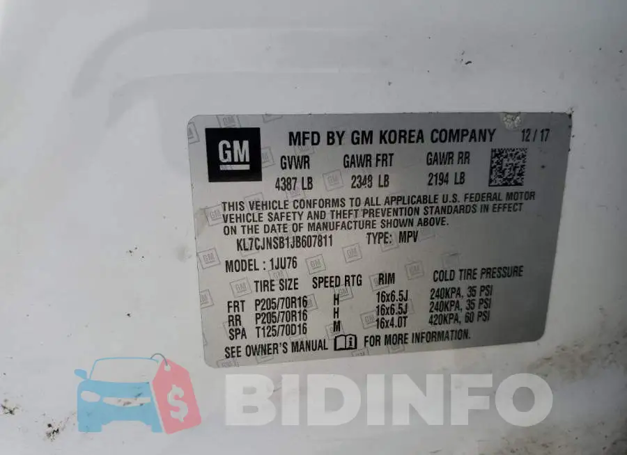 KL7CJNSB1JB607811 Photo# 12