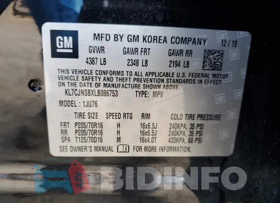 KL7CJNSBXLB086753 Photo# 13