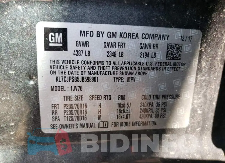 KL7CJPSB5JB598901 Photo# 14
