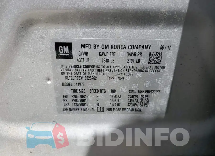 KL7CJPSBXHB225962 Photo# 14
