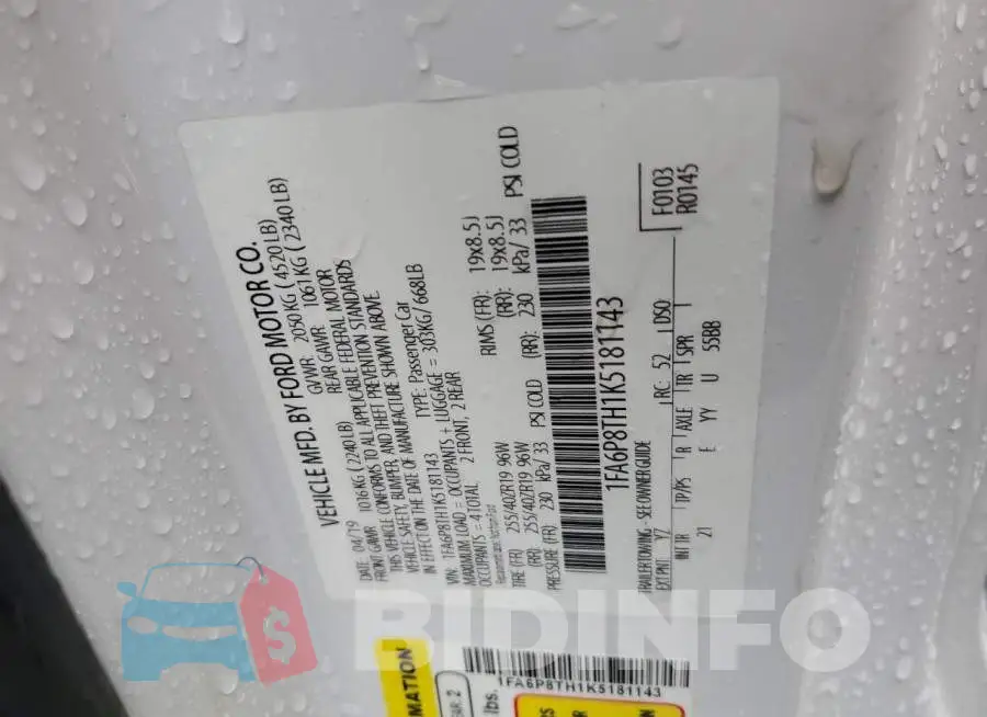 1FA6P8TH1K5181143 Photo# 12