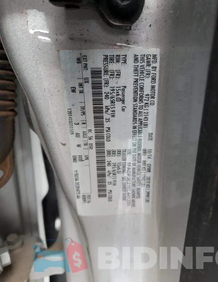 1FADP3E21EL441320 Photo# 12