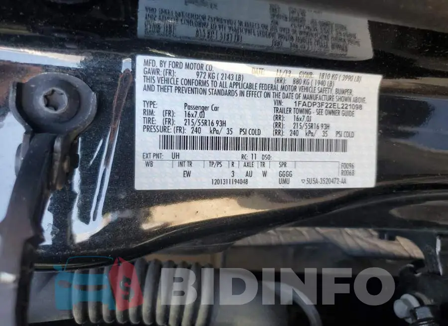 1FADP3F22EL221098 Photo# 12