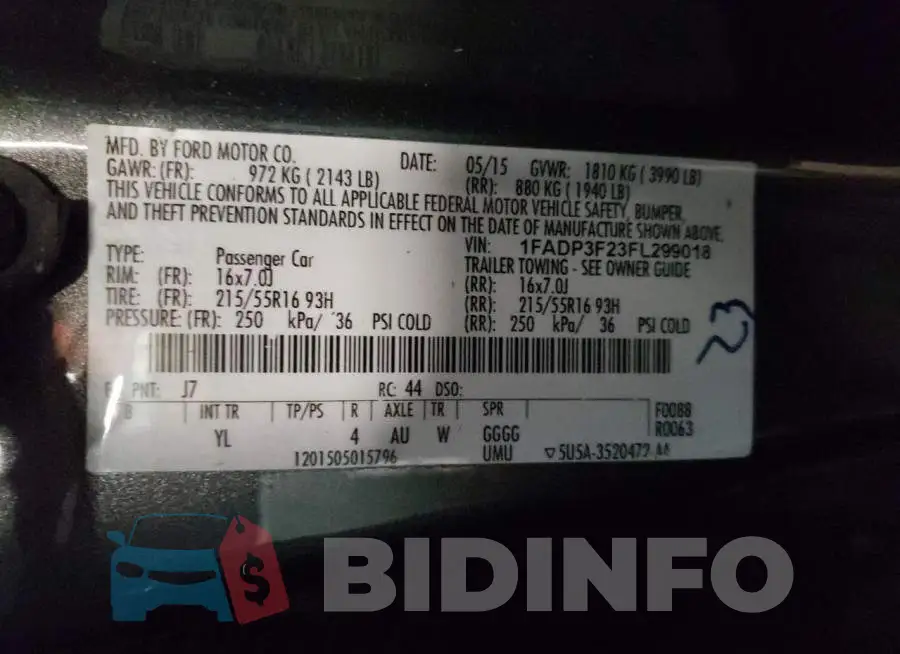 1FADP3F23FL299018 Photo# 13
