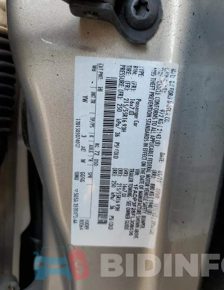 1FADP3F28FL308036 Photo# 12
