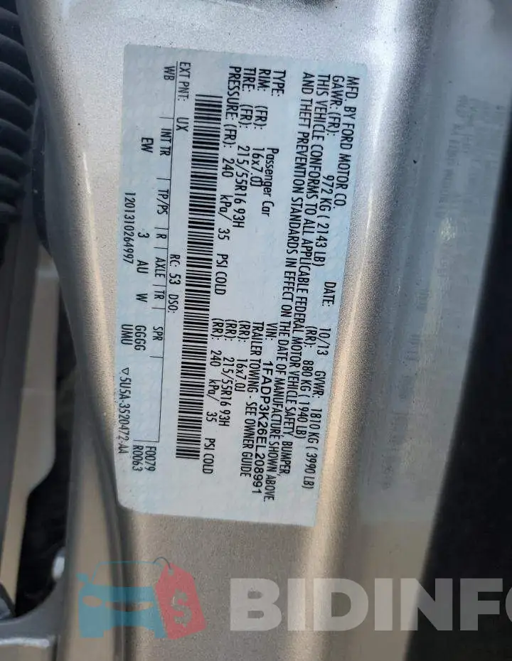1FADP3K26EL208991 Photo# 12