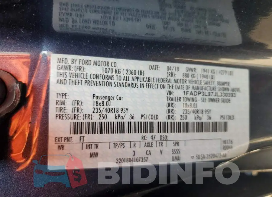 1FADP3L97JL330393 Photo# 13
