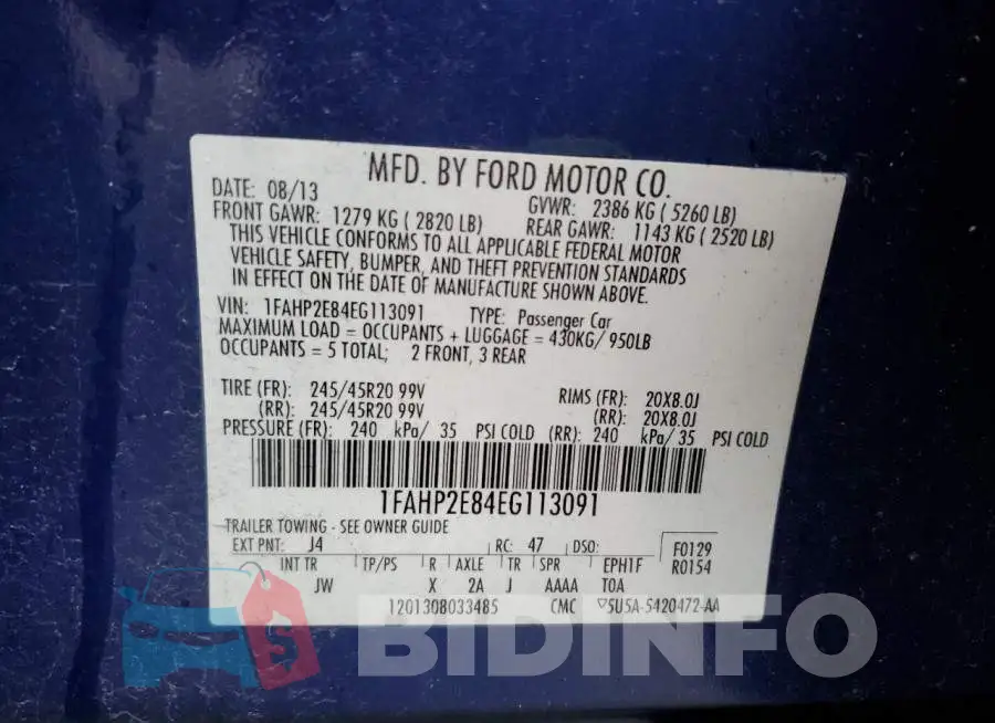 1FAHP2E84EG113091 Photo# 12
