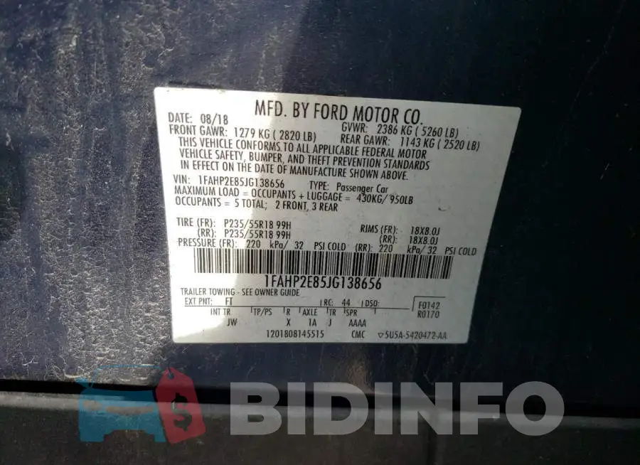 1FAHP2E85JG138656 Photo# 13