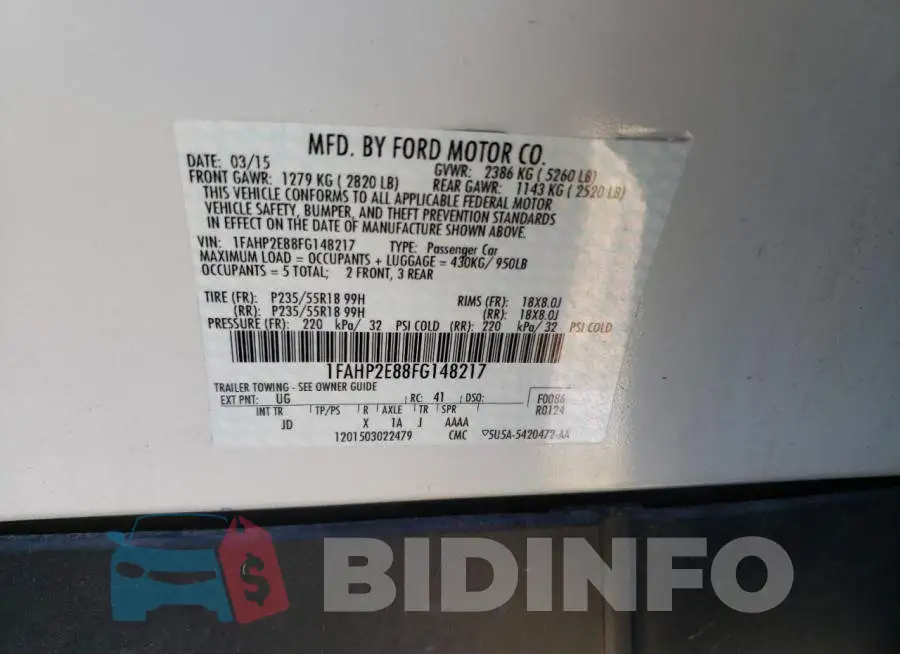 1FAHP2E88FG148217 Photo# 12
