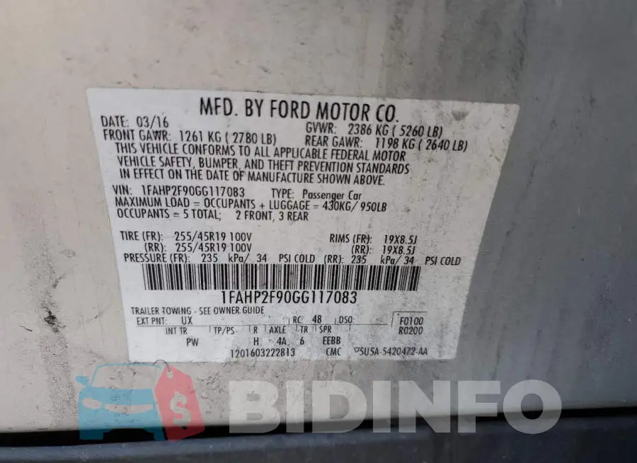 1FAHP2F90GG117083 Photo# 12