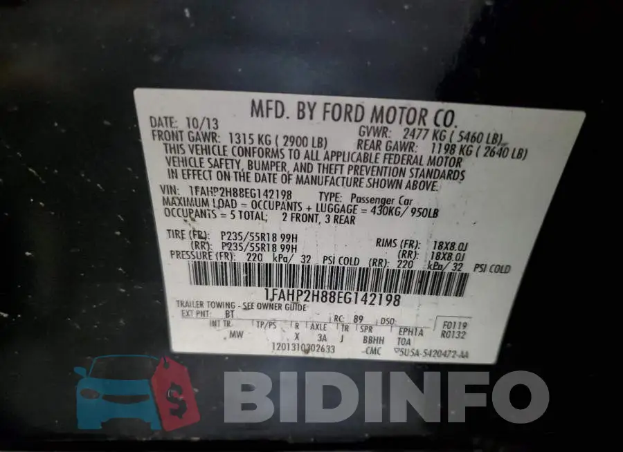 1FAHP2H88EG142198 Photo# 12