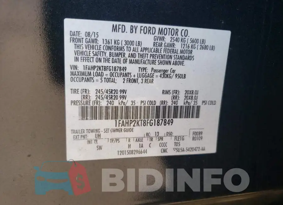 1FAHP2KT8FG187849 Photo# 12