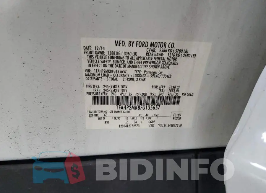 1FAHP2MK8FG135657 Photo# 12
