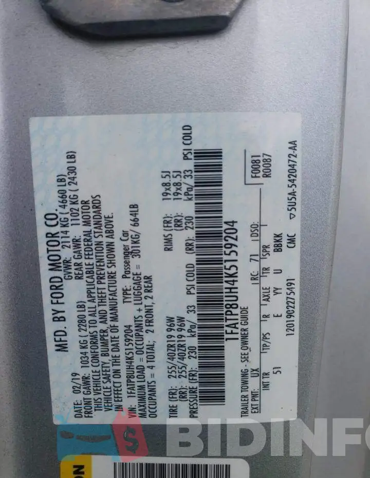 1FATP8UH4K5159204 Photo# 12