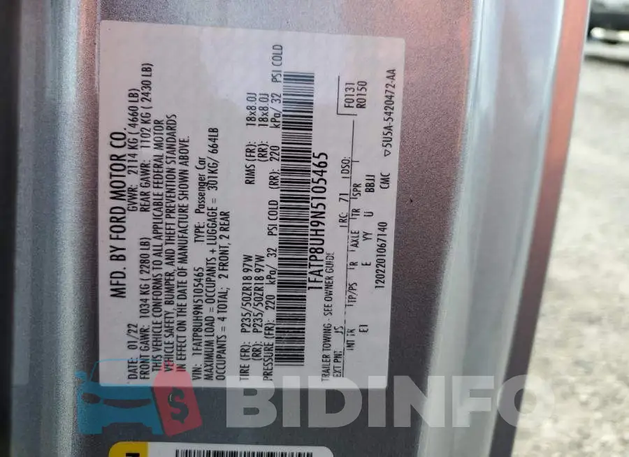 1FATP8UH9N5105465 Photo# 12