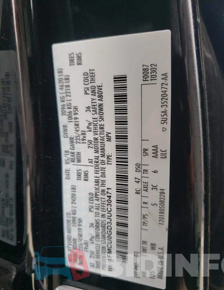 1FMCU0GD3JUC30471 Photo# 14