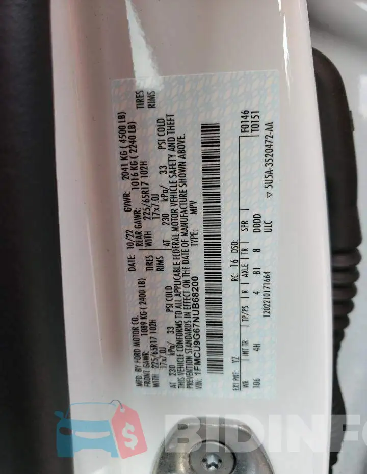 1FMCU9G67NUB68200 Photo# 13
