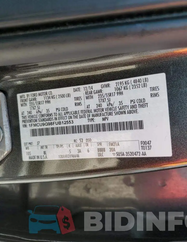 1FMCU9G98FUB12553 Photo# 12