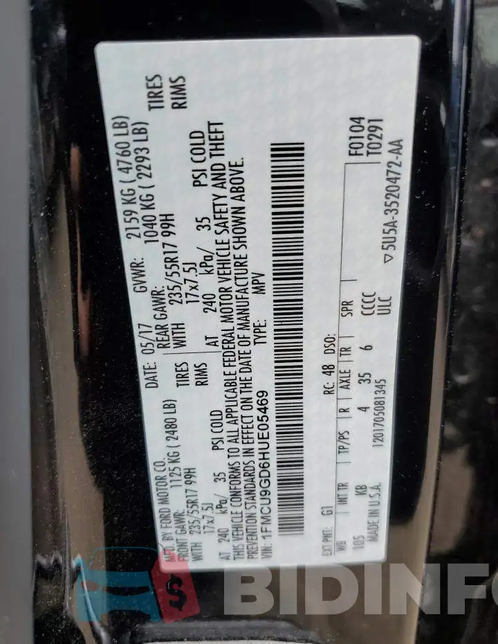 1FMCU9GD6HUE05469 Photo# 13