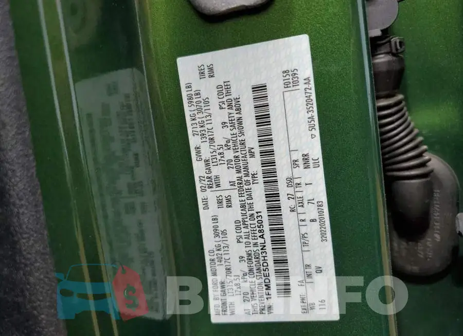 1FMDE5DH3NLA85031 Photo# 13