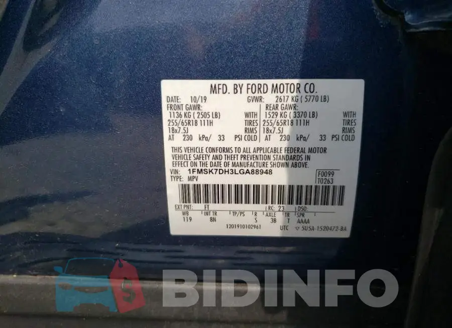 1FMSK7DH3LGA88948 Photo# 12