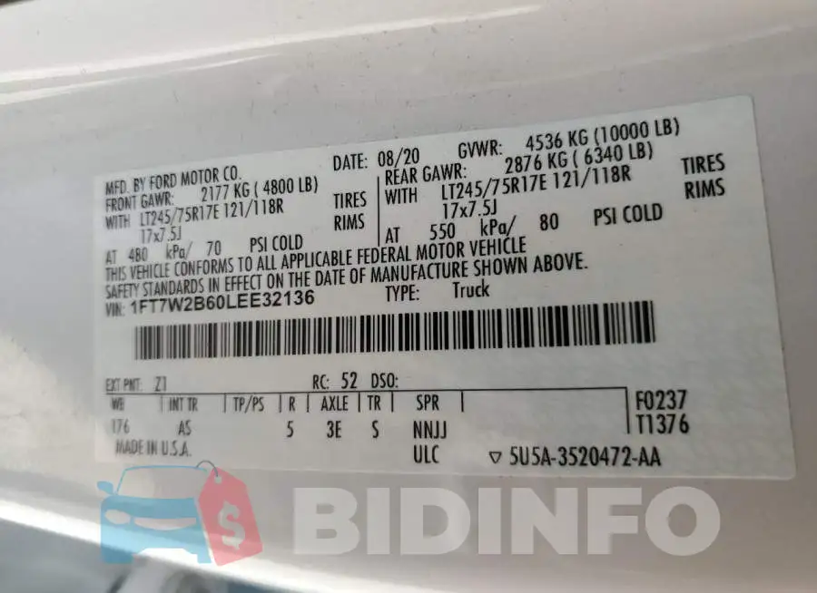 1FT7W2B60LEE32136 Photo# 13