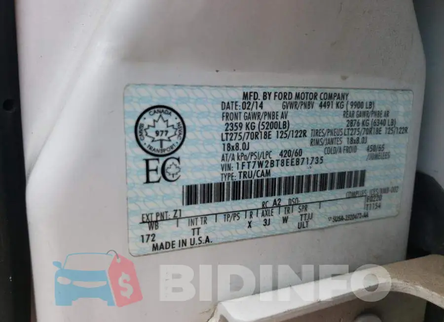 1FT7W2BT8EEB71735 Photo# 12