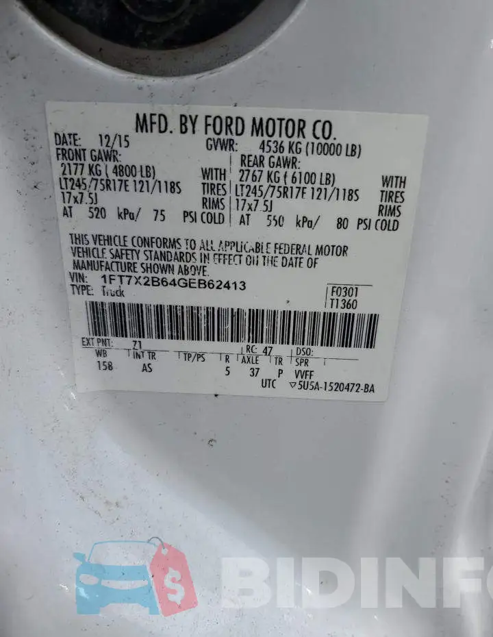 1FT7X2B64GEB62413 Photo# 12